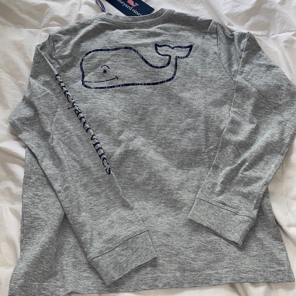 Not 4 Sale Vineyard vines long sleeved Pocket Vintage Whale Gray t-shirt Size 7 - Picture 3 of 8
